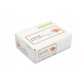 Wago 2273-203 conector/derivador de cabos laranja, transparente