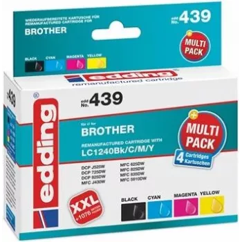 edding tinte EDD-439 preto, ciano, magenta, amarelo compatível com brother LC-1240BK/C/M