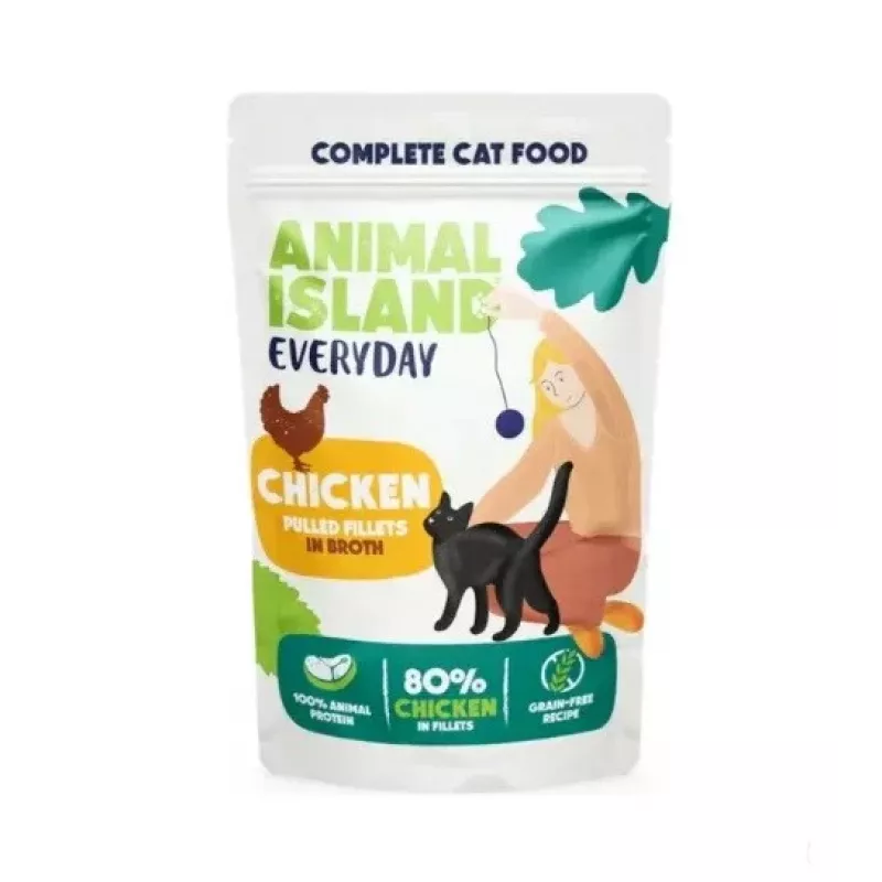 ANIMAL ISLAND frango em caldo comida para gatos monoembalagem 40x85g