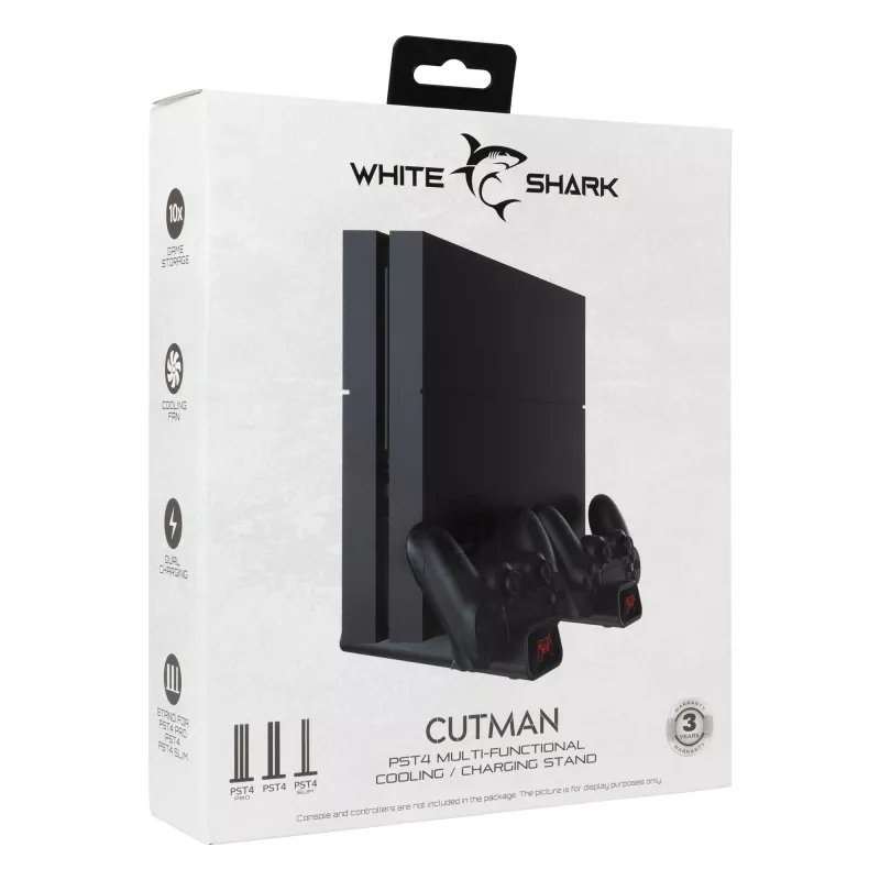 Almofada de refrigeração White Shark PS4-19076 Cutman com 2 estações de carregamento para comando
