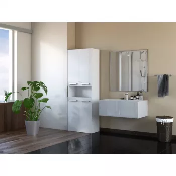 Armário de arrumação de casa de banho Topeshop NEL 1K DK BPOŁ branco 5 prateleiras