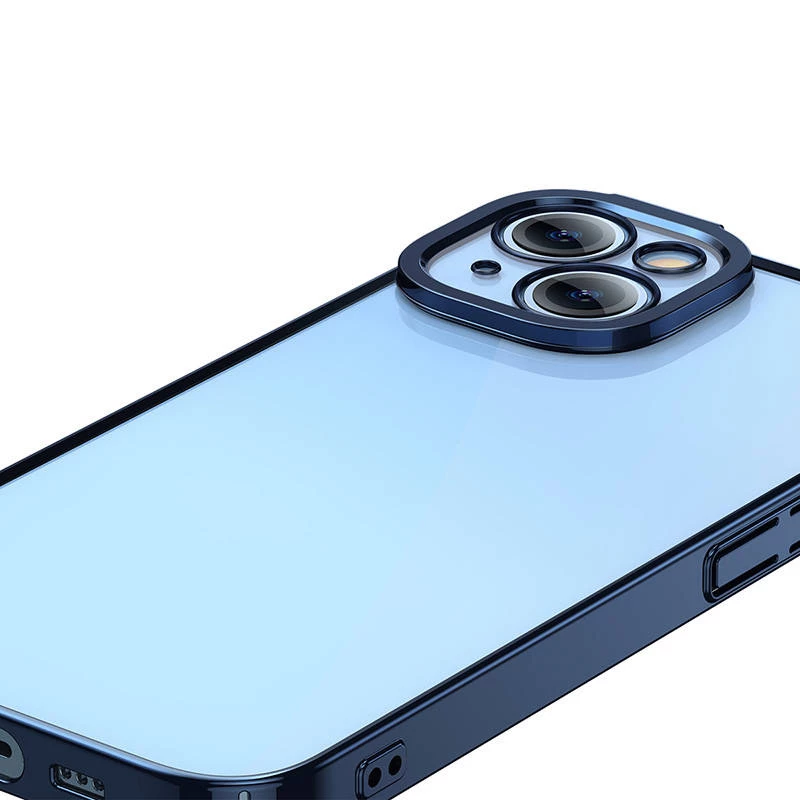 Conjunto de capa protetora e vidro temperado Baseus para iPhone 14 Plus – brilhante transparente azul