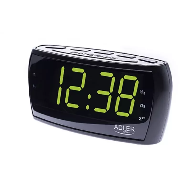 Rádio-despertador Adler AD 1121 — rádio-despertador, sintonizador FM/AM, visor LED, backup a pilhas, preto