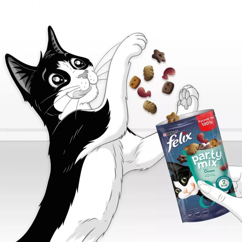 Petiscos para gatos Felix Party Mix Ocean Mix saco 60 g – snack para gatos adultos