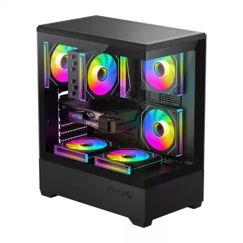 Caixa de computador Darkflash C365 (preta) com 5 ventoinhas incluídas