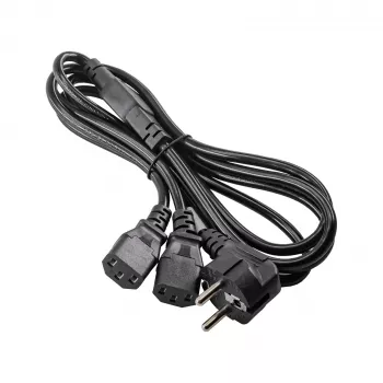 Cabo de distribuição de energia Akyga AK-PC-04A CEE 7/7 para 2x IEC C13, 1,8 m, preto