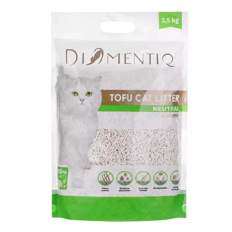DIAMENTIQ Tofu Neutral Ultra aglomerante - areia vegetal - 2,5 kg