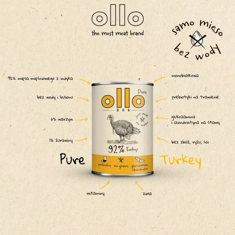 OLLO Pure Peru - Comida húmida para cães - 850g