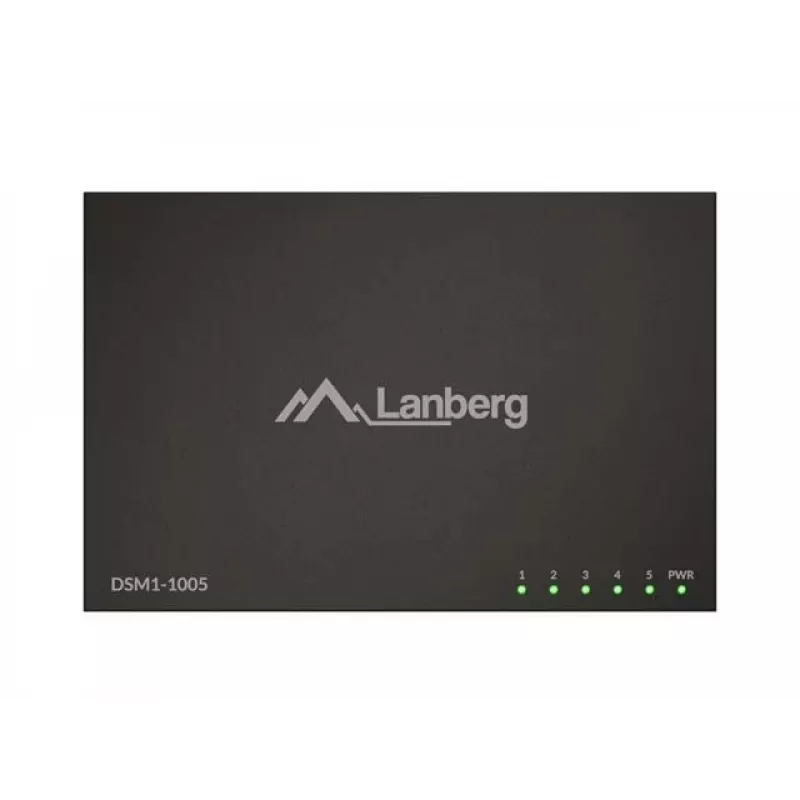 Switch de rede LANBERG DSM1-1005 5x 1 Gb/s não gerido desktop, caixa metálica, 12V