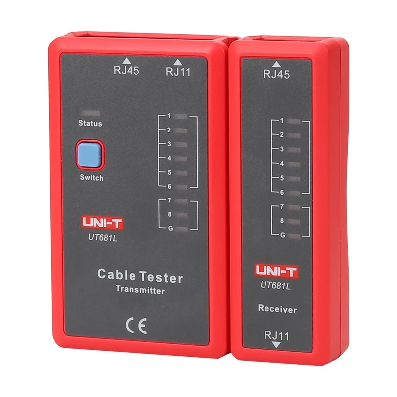 Testador de cabos de rede Unit UT681L para fichas RJ45 e RJ11, teste de continuidade e cablagem