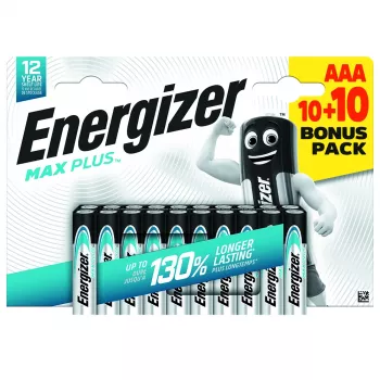 Pilha Energizer Max Plus Micro (AAA) alcalina de manganês 1,5 V 20 unid. (E304145700)