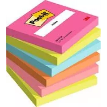 Notas adesivas 3M 654-6-POP quadradas multicolor 100 folhas autocolantes