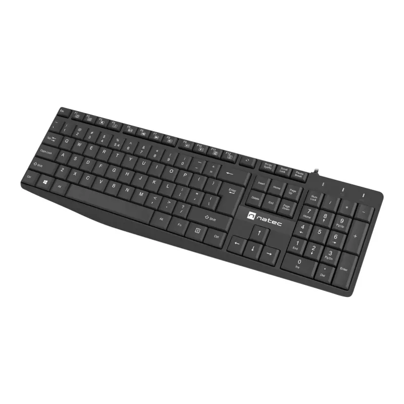 Teclado com fio de tamanho completo NATEC NAUTILUS NKL-1950 — USB, QWERTY US International, 105 teclas, preto