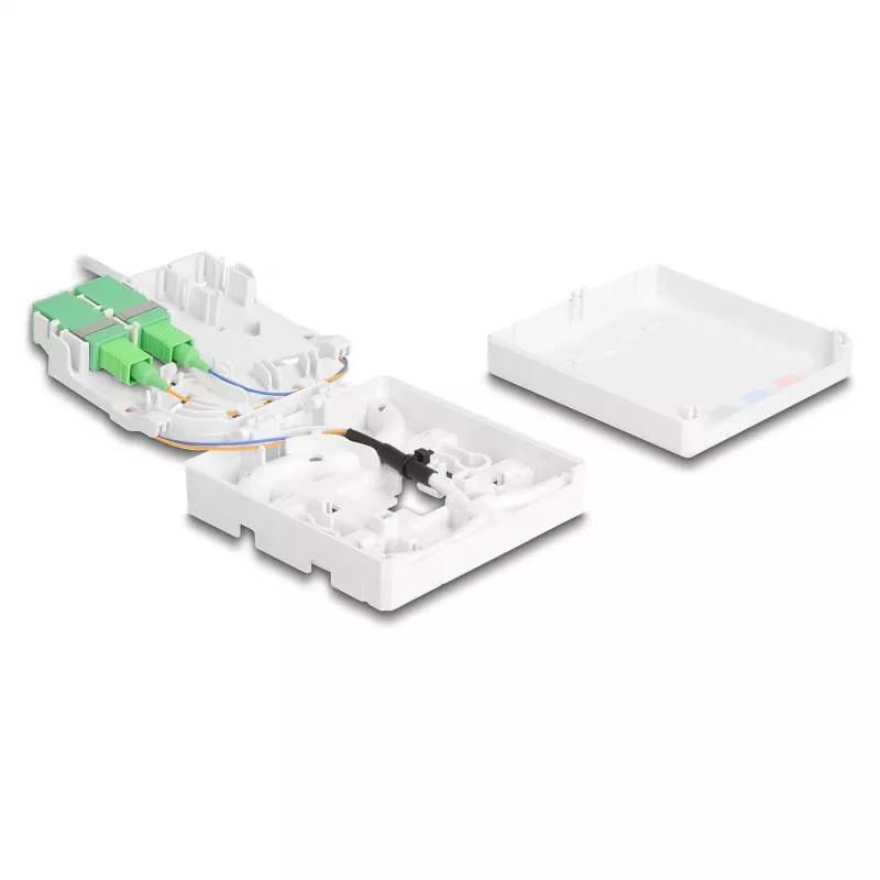Caixa de ligação de fibra ótica DELOCK 2 x SC/APC Simplex com conjunto de cabo drop G.657.A1 de 30 m