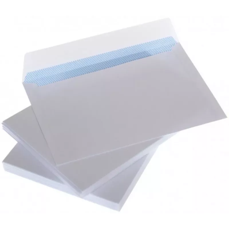 Envelopes C6 brancos com fita e impressão interior 114x162 mm 25 unid.