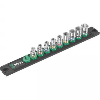 Conjunto de chaves de caixa Wera Zyklop A 1/4 polegadas preto/verde, 9 peças