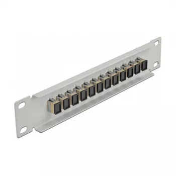 Patch panel de fibra ótica DeLOCK 10 polegadas 12 portas SC simplex bege 1U cinzento