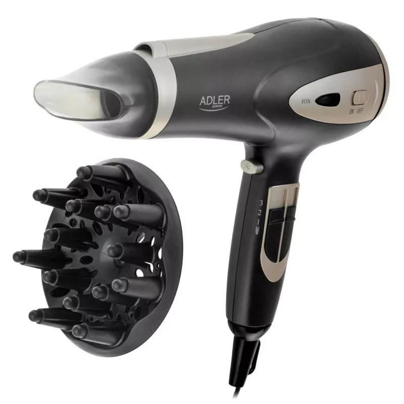 Secador de cabelo Adler AD 2248gc 2200W — iónico, 2 velocidades, 3 temperaturas, jato frio, difusor, concentrador, cabo de 1,8 m