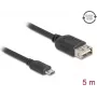 Cabo USB DELOCK 81521 — USB 2.0, Micro-USB B para USB A, 5 m, preto