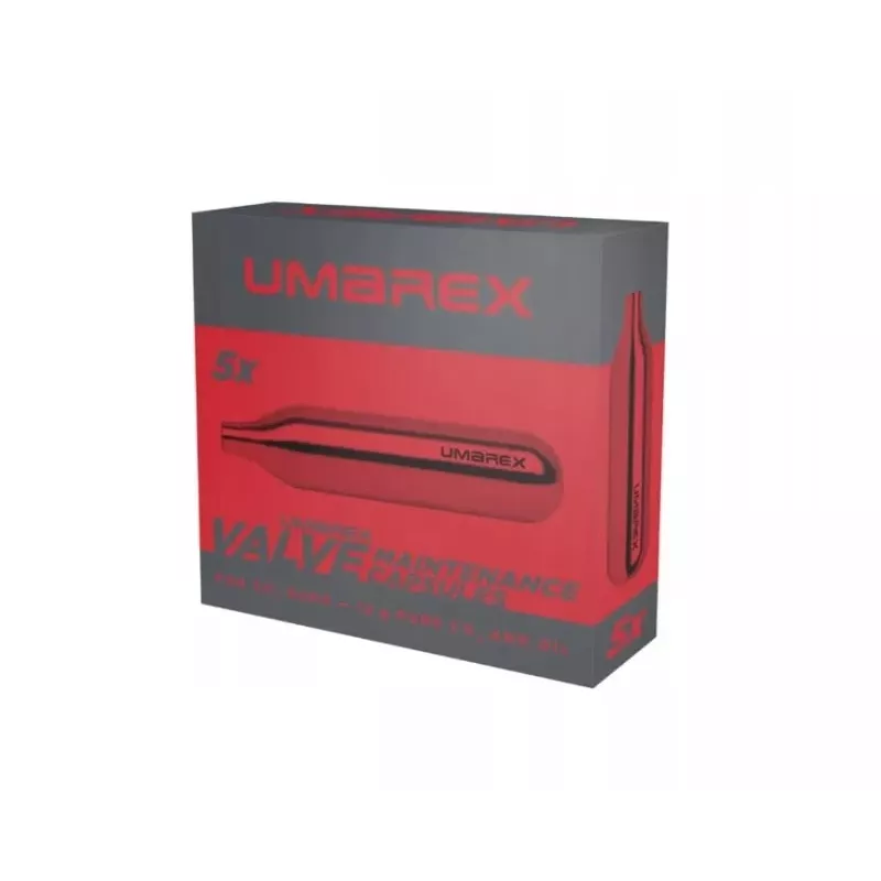 Cápsulas de CO2 UMAREX KOL.121-229 12 g — metal 12 g, pack de 5 para carabinas de ar e marcadores RAM
