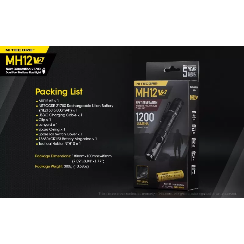 Lanterna de mão Nitecore MH12 V2 preta
