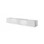 Suporte de TV cama meble SLIDE 200 — 2000×400×300 mm, placa MDF branca brilhante, estrutura branca
