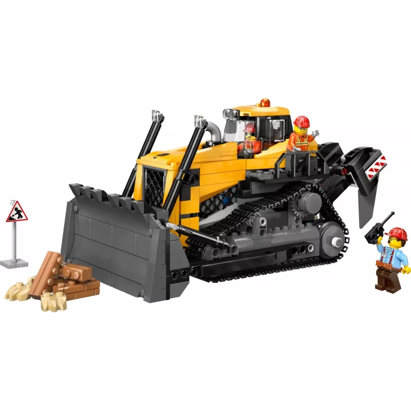 LEGO City 60466 Bulldozer amarelo com pá carregadora frontal conjunto de construção, 682 peças, 3 minifiguras, a partir dos 8 anos