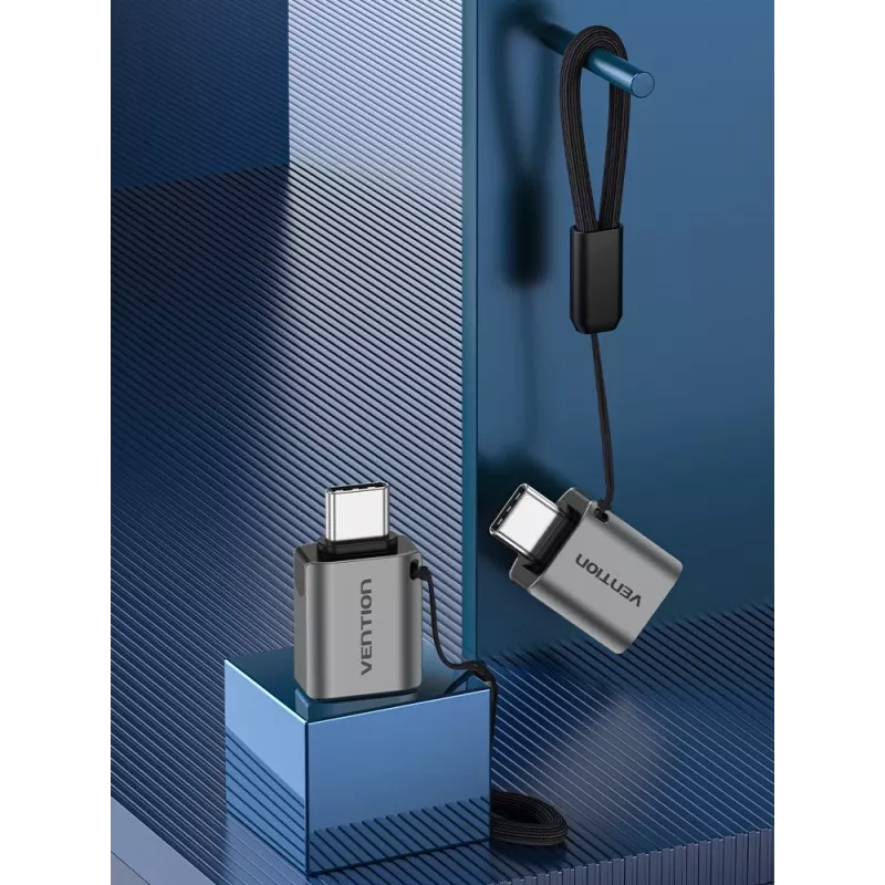 Adaptador OTG Vention USB-C macho para USB 3.0 fêmea cinzento liga de alumínio Type