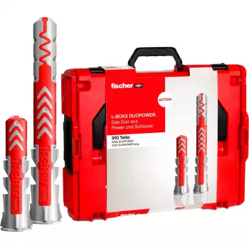 L-BOXX 102 DuoPower, bucha universal cinzento-claro/vermelho, 910 peças