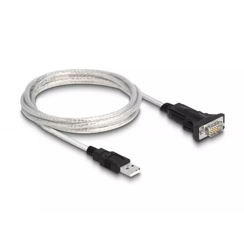 DeLOCK 63465 Adaptador de USB 2.0 Type-A para série RS-422/485, bloco de terminais de 6 pinos, 1,8 m, preto/transparente