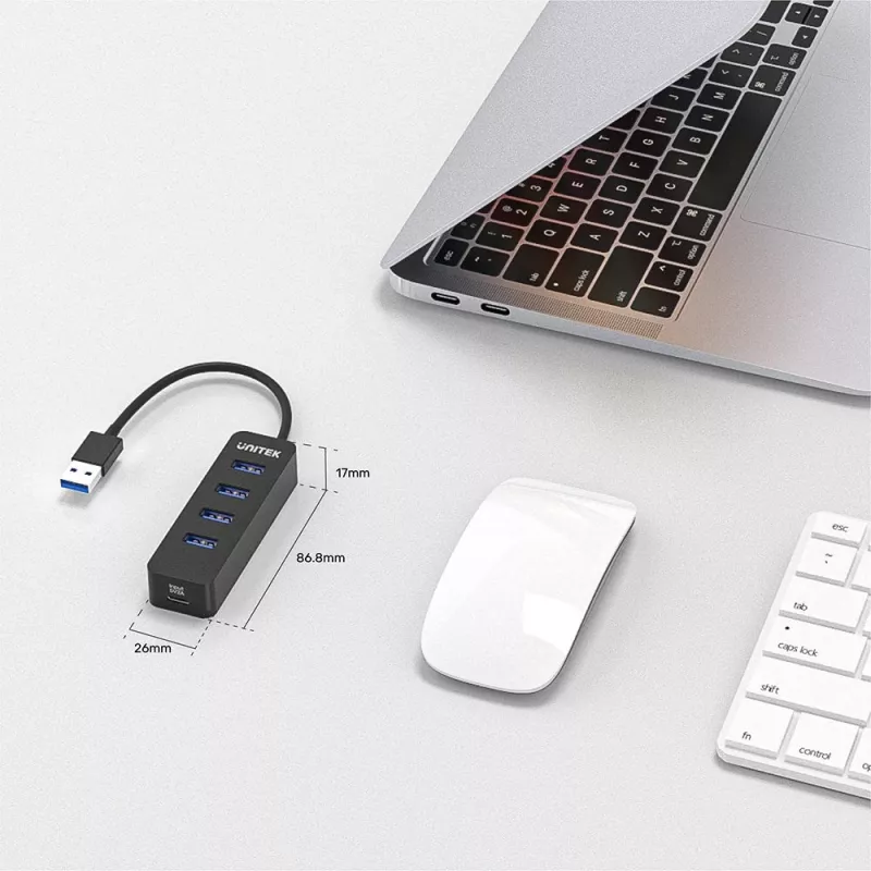 UNITEK uHUB Q4 USB 3.2 Gen 1 (3.1 Gen 1) Type-A 5000 Mbit/s Preto
