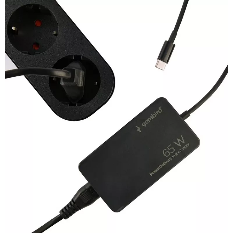 Cablexpert NPA-AC-PDQC65-01 Carregador rápido GaN USB Type-C 65 W PowerDelivery, preto | Cablexpert
