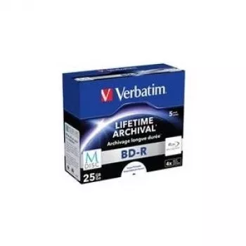Verbatim M-Disc 5 un. BD-R 25 GB 4x com superfície imprimível por jato de tinta, Jewel Case
