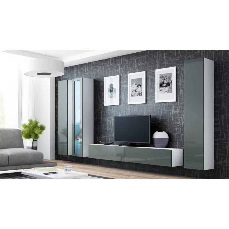 Vitrina Cama VIGO '180' 180/40/30 branco/cinzento brilhante