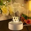 Lâmpada de noite Extralink HOME 3D ilusão ótica quatro corações candeeiro de mesa USB