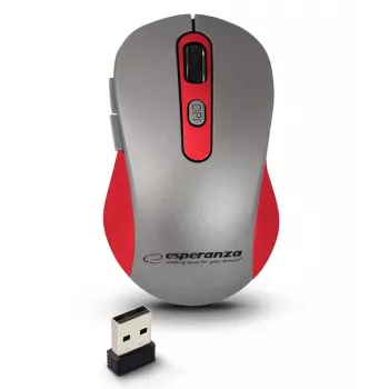 Rato ótico sem fios ESPERANZA EM131R 2,4 GHz, 1600 DPI, ambidestro, recetor nano USB, 6 botões, cinzento