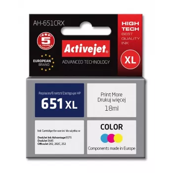 Tinteiro Activejet AH-651CRX (substituto para HP 651 C2P11AE; Premium; 18 ml; cor)