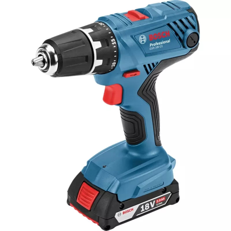 Bosch GSR 18V-21 Professional 06019H1008 berbequim/aparafusadora sem fios, 18 V, 55 Nm, mandril de 13 mm, com 2 baterias, azul/preto