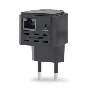 Repetidor de rede GEMBIRD WNP-RP300-03-BK, 300 Mbps, 2,4 GHz, 802.11g, 1x RJ-45, antena interna 3 dBi, AC 100–240V