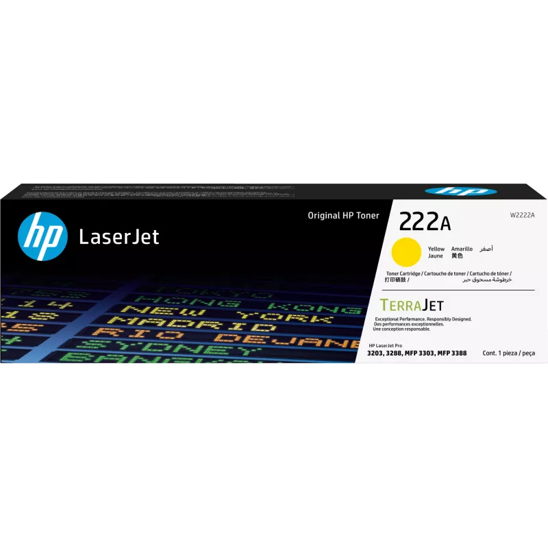 HP 222A - amarelo - original - LaserJet - tinteiro de toner (W2222A) - para Color LaserJet Pro MFP 3302fdn