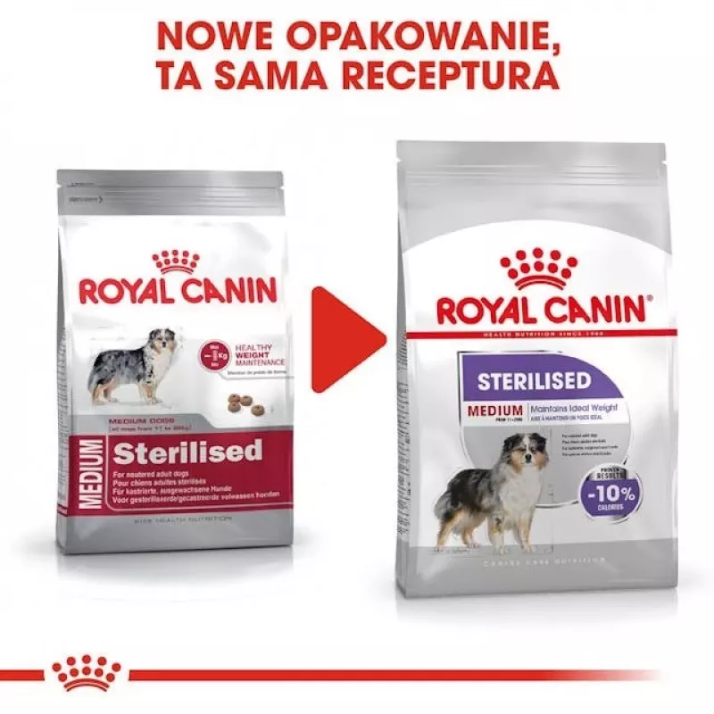 Ração seca para cães Royal Canin Medium Sterilised Adult 12 kg — para cães adultos esterilizados de raças médias, aves, proteína 28%, gordura 13%