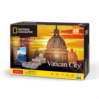 Puzzle 3D Cubicfun Basílica de São Pedro modelo 306-DS0997H, peças de cartão, modelo à escala montado