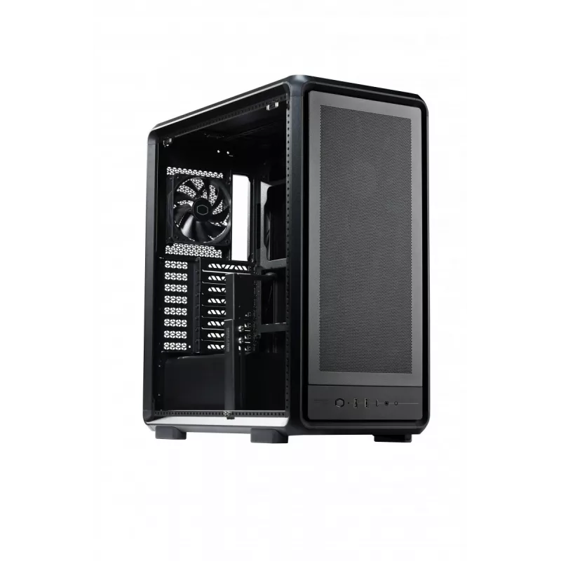 Torre Midi PC Cooler Master MasterFrame 500 Mesh — preta com lateral transparente, suporta ATX/EATX, 2x200 mm à frente, 1x120 mm atrás