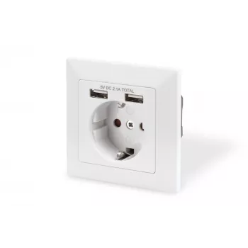 Tomada de segurança para montagem encastrada Digitus DA-70613 com 2 portas USB
