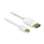Cabo DELOCK mini DisplayPort macho > DisplayPort macho 7,0m branco