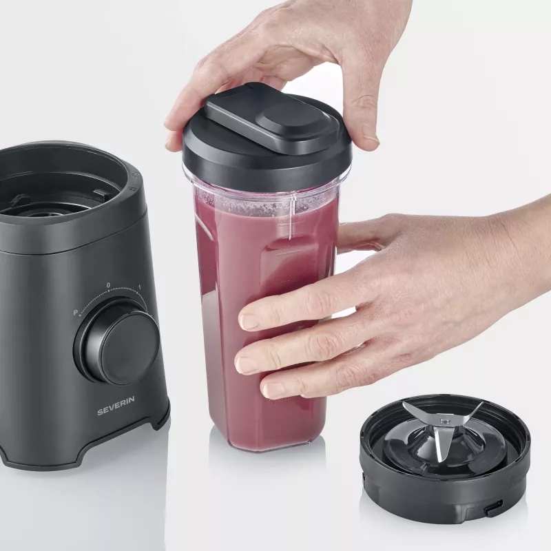 Batedeira de mesa SEVERIN SM 3743 — taça de 0,6 L, 320 W, preta, lâminas de aço inoxidável