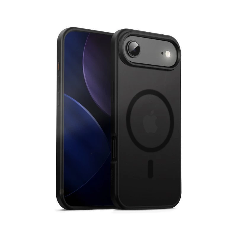 Capa protetora híbrida compatível com MagSafe Crong para iPhone — Frost preto (modelo CRGHFMIP1766ABLK)