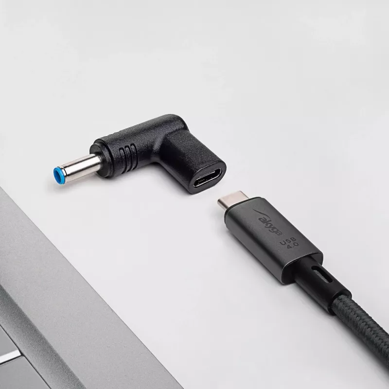 Adaptador de carregamento Akyga AK-ND-C09 USB-C para DC 4,5 x 3,0 mm + pino para portáteis, 18,5-20 V, 100 W, para HP