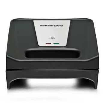 Sanduicheira Rommelsbacher SWG 700 – grelhador elétrico compacto 3-em-1 com 3 placas intercambiáveis (sanduíche, waffle belga, grelhador), detalhes em aço inoxidável