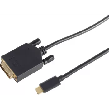Adaptador de cabo de vídeo S/CONN 10-58045 3 m DVI-D USB Type-C preto